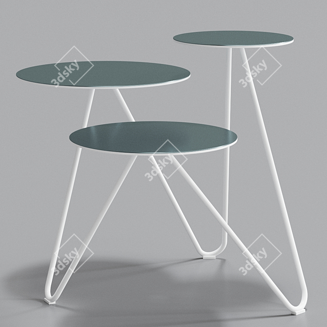 Apelle Trio: Lacquered Steel Coffee Table 3D model image 4