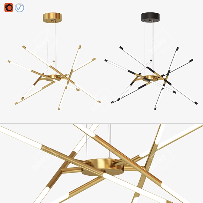 10-Light Sputnik Chandelier in Gold - Affordable Lighting Fixture 3D model image 1