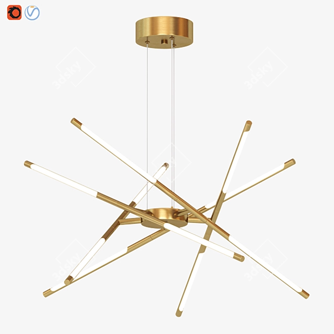 10-Light Sputnik Chandelier in Gold - Affordable Lighting Fixture 3D model image 2
