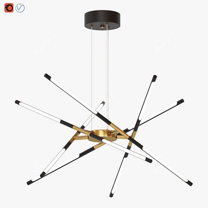 10-Light Sputnik Chandelier in Gold - Affordable Lighting Fixture 3D model image 3