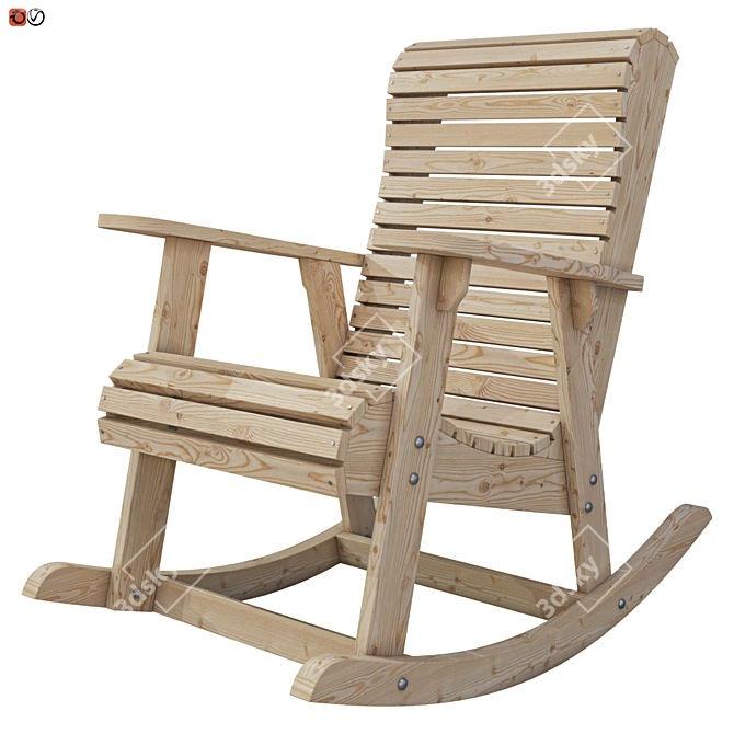 Wooden Rocking Chair 3D model image 1