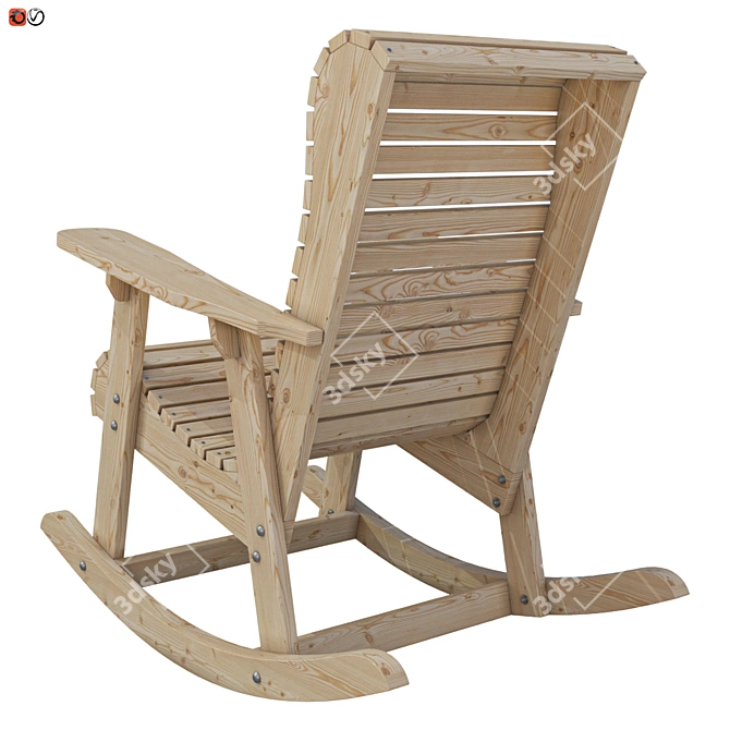 Wooden Rocking Chair 3D model image 2