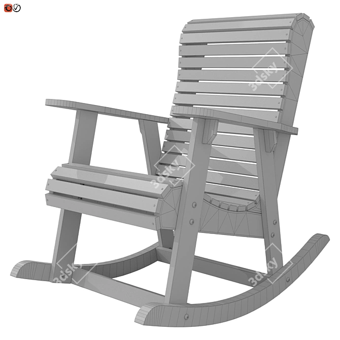 Wooden Rocking Chair 3D model image 3