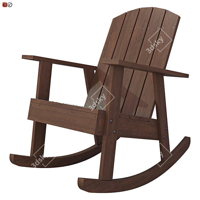 Wooden Rocking Chair: Perfect Garden Furniture 3D model image 1