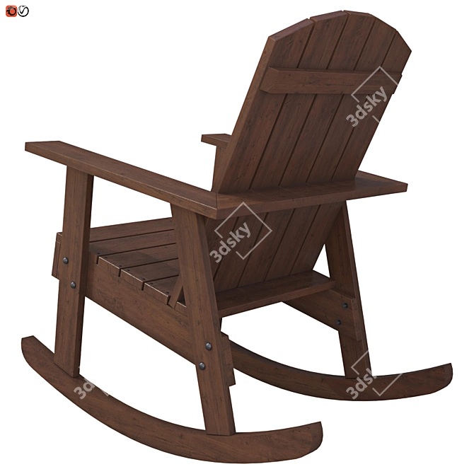 Wooden Rocking Chair: Perfect Garden Furniture 3D model image 2