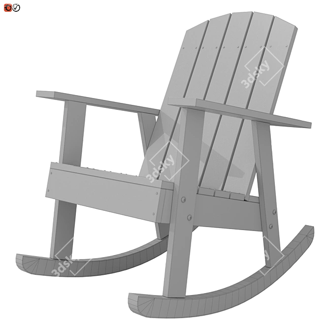 Wooden Rocking Chair: Perfect Garden Furniture 3D model image 3