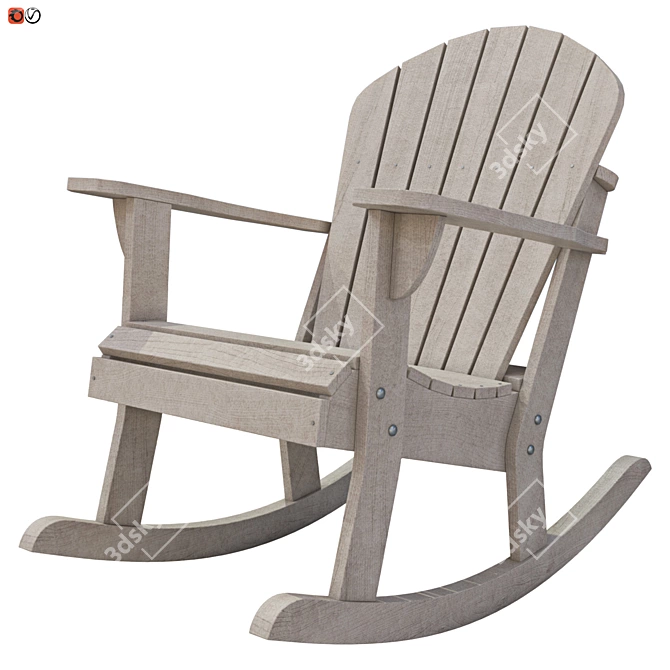 Wooden Rocking Chair: Stylish and Comfortable 3D model image 1