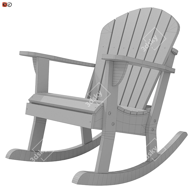 Wooden Rocking Chair: Stylish and Comfortable 3D model image 3