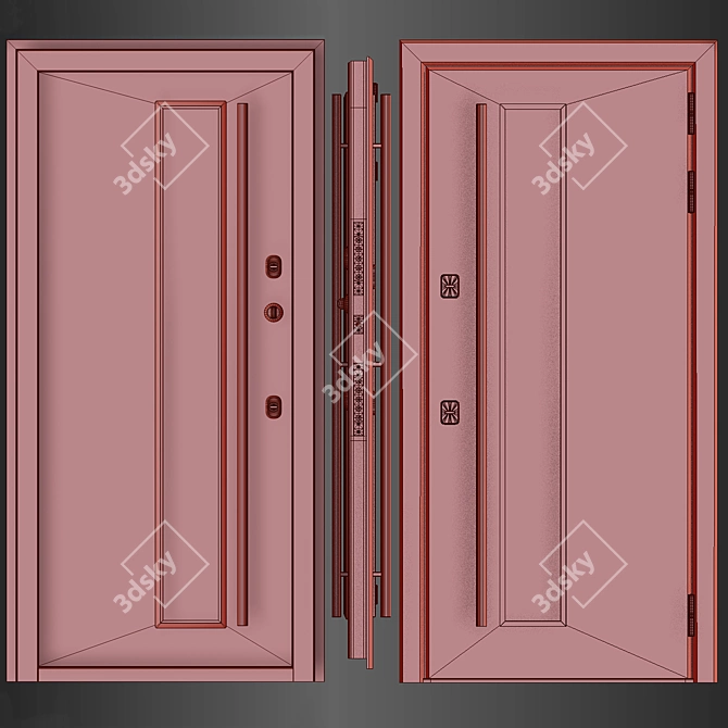 Stylish Steel Entrance Door - Ratex T4 3D model image 2