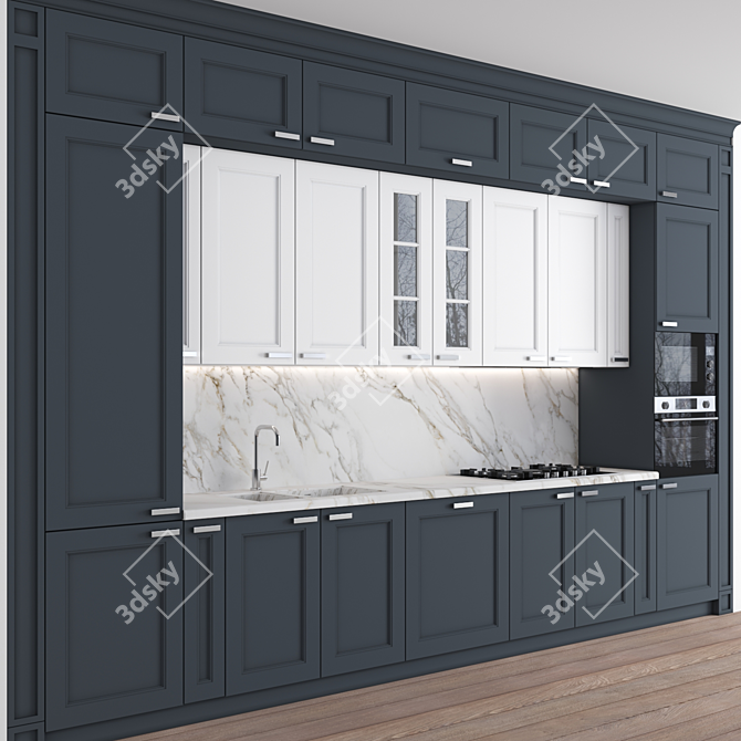 Versatile 3-Piece Kitchen: High-Quality Textures & Customizable Modular Design 3D model image 5