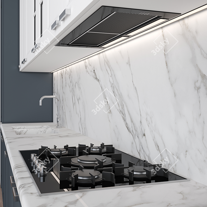 Versatile 3-Piece Kitchen: High-Quality Textures & Customizable Modular Design 3D model image 10