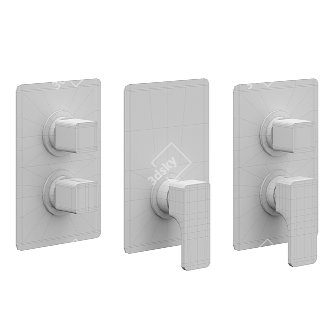 Cisal Cubic Wall Mount Faucet Set 3D model image 2