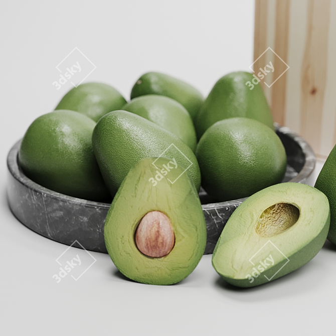 Versatile Avocado Set: 6 Varieties, Cutting Board & Plate 3D model image 2