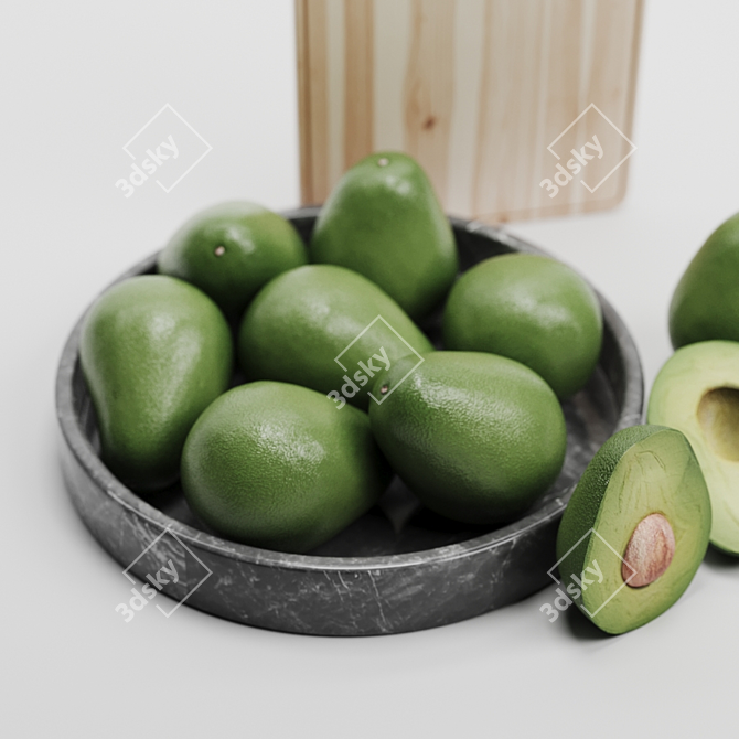 Versatile Avocado Set: 6 Varieties, Cutting Board & Plate 3D model image 3