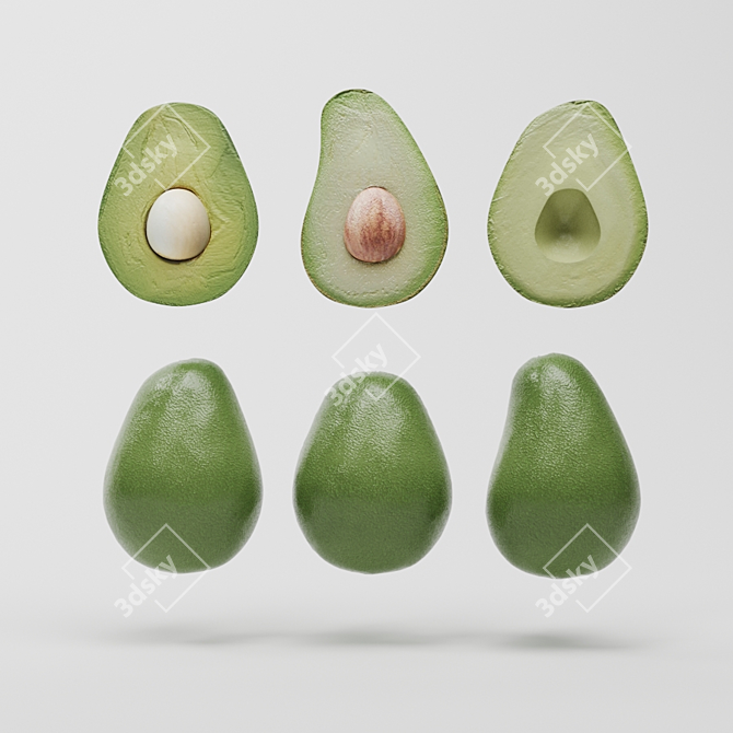 Versatile Avocado Set: 6 Varieties, Cutting Board & Plate 3D model image 5