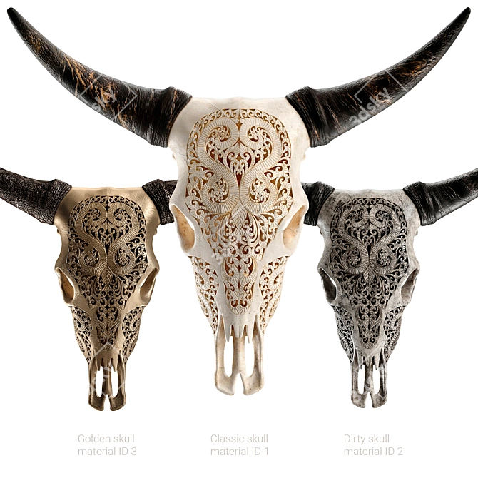 Carved Cow Skull: Exquisite 3D Model 3D model image 2