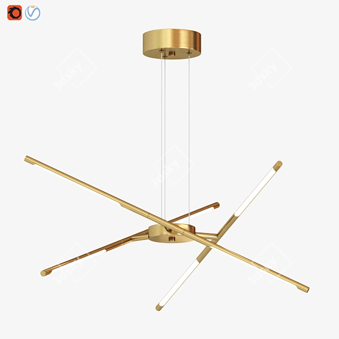 Modern Sputnik Chandelier with 6 Heads 3D model image 2