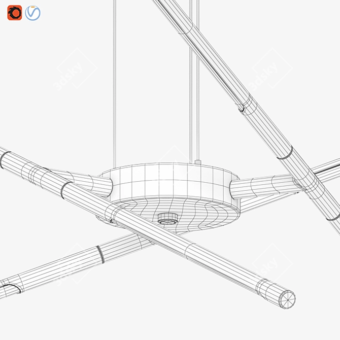 Modern Sputnik Chandelier with 6 Heads 3D model image 4