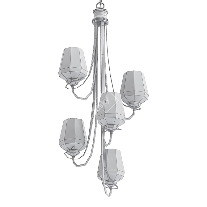 Elegant Flora 5 Arm Chandelier 3D model image 2