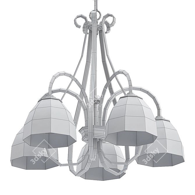 Elegant Taper 5 Arm Chandelier 3D model image 2