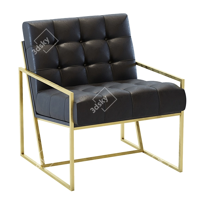 Elegant Gold Frame Scandinavian Chair 3D model image 6