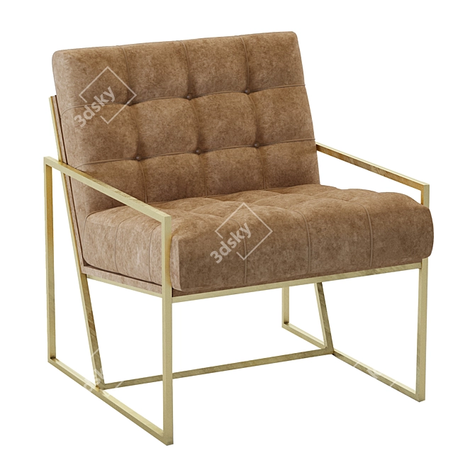 Elegant Gold Frame Scandinavian Chair 3D model image 3