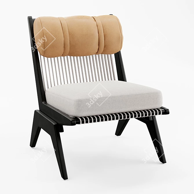  Akina Mango Wood Lounge Chair with Woven Accents 3D model image 1