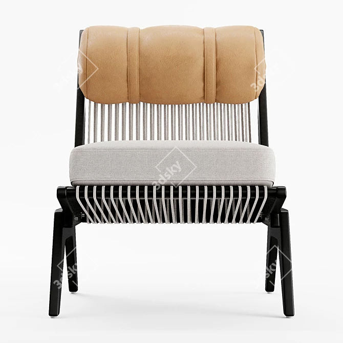  Akina Mango Wood Lounge Chair with Woven Accents 3D model image 2