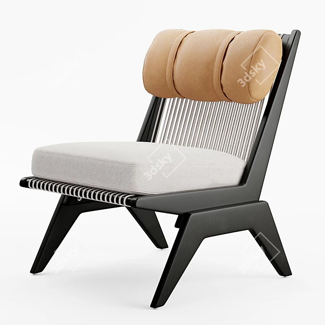  Akina Mango Wood Lounge Chair with Woven Accents 3D model image 4