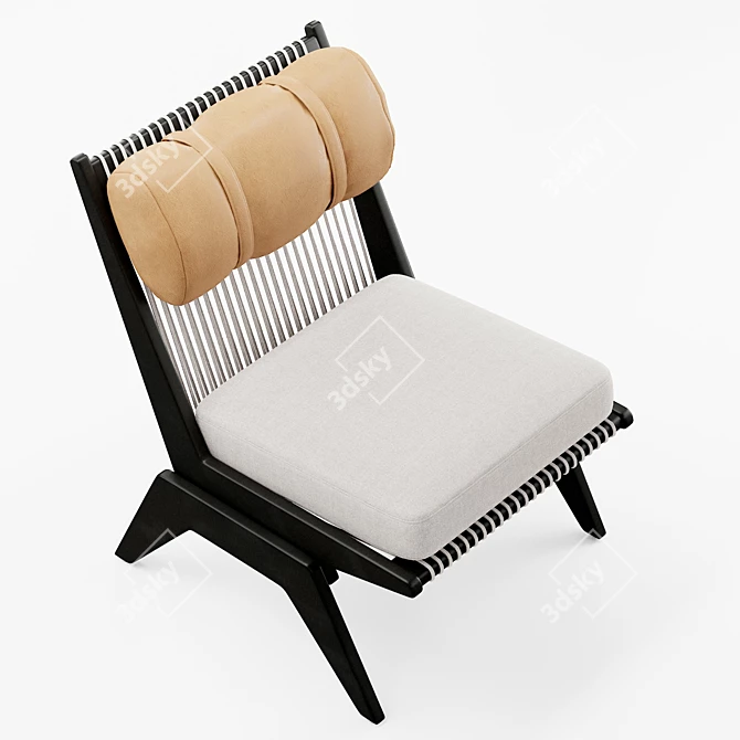  Akina Mango Wood Lounge Chair with Woven Accents 3D model image 5