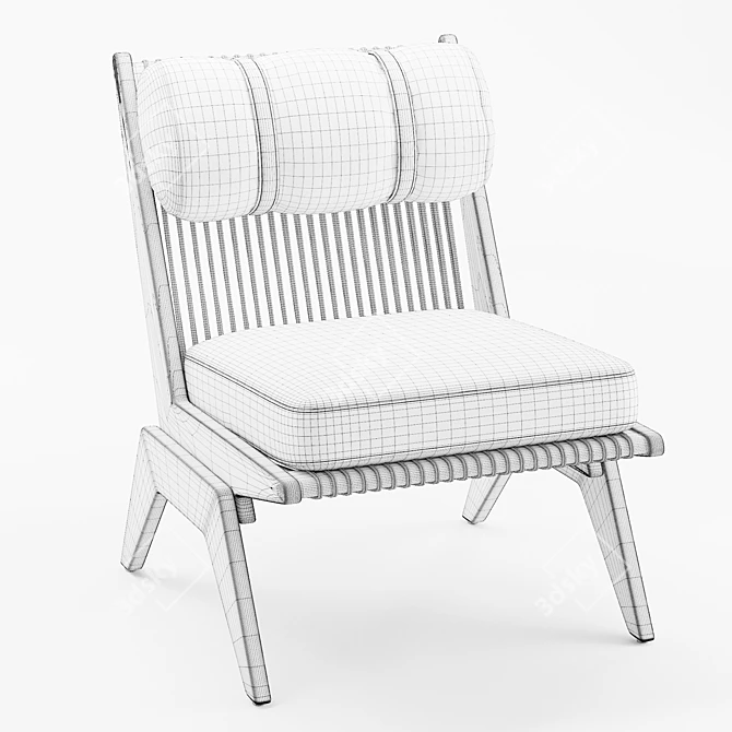  Akina Mango Wood Lounge Chair with Woven Accents 3D model image 6