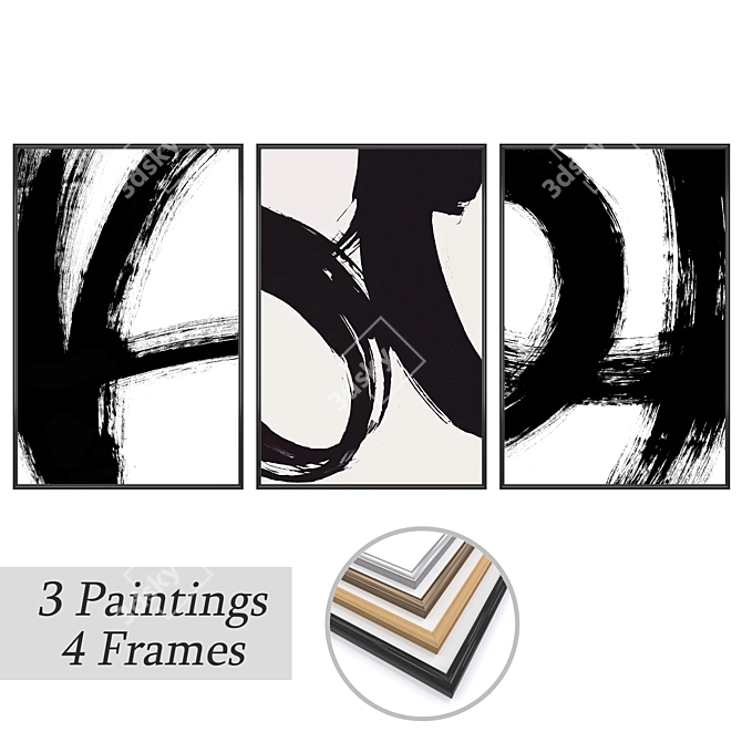 Gallery Collection: Set of 3 Wall Paintings 3D model image 1