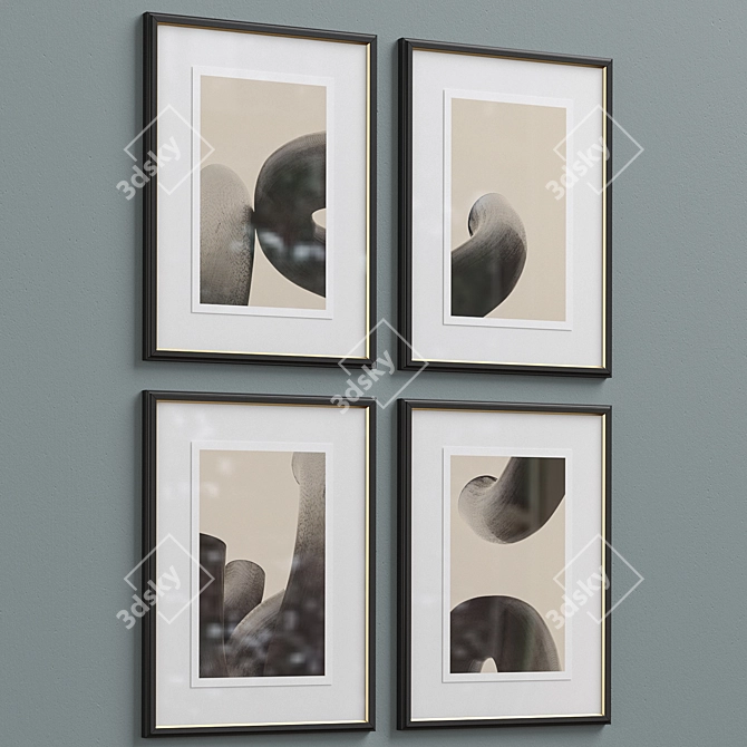 Sepia Abstract Architecture Framed Print 3D model image 2