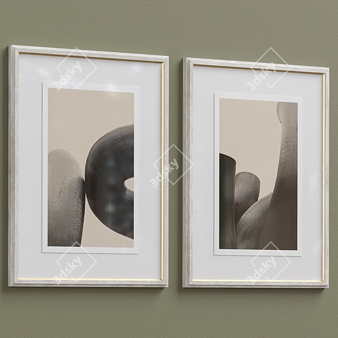 Sepia Abstract Architecture Framed Print 3D model image 3