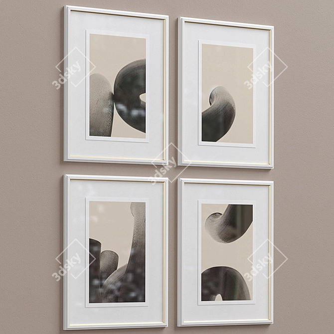 Sepia Abstract Architecture Framed Print 3D model image 4