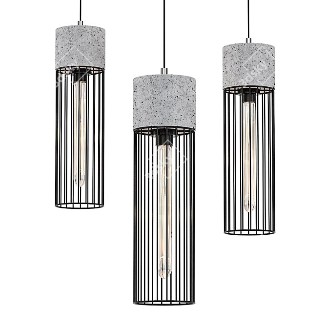 Minimalist Cement Pendant Light 3D model image 1