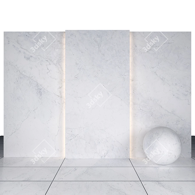 Ethereal White Marble Slabs & Tiles 3D model image 1