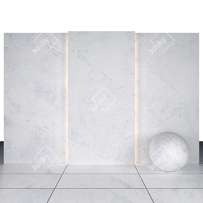 Ethereal White Marble Slabs & Tiles 3D model image 2