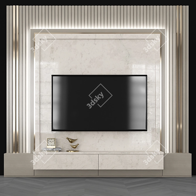 Modern TV Wall Unit Set - 65 inch TV 3D model image 1