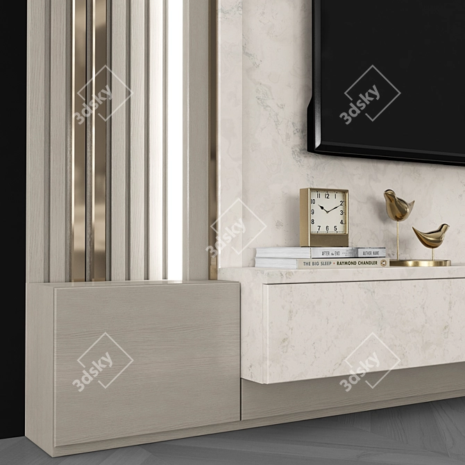 Modern TV Wall Unit Set - 65 inch TV 3D model image 3