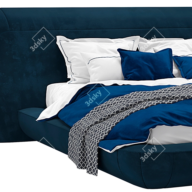 Plush Linen Bed: Luxurious Comfort 3D model image 3