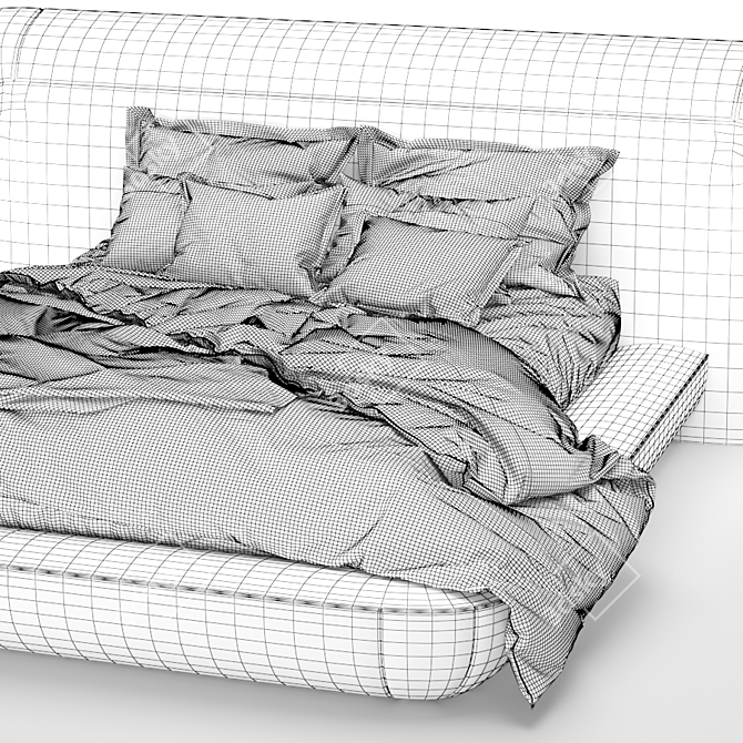 Plush Linen Bed: Luxurious Comfort 3D model image 5