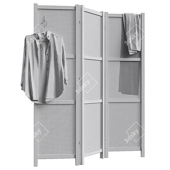 Folding Rattan Weave Screen 3D model image 3