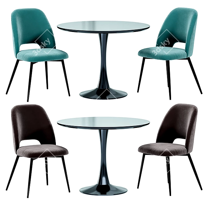 Sleek Henry Dining Chair & Alma Table Set 3D model image 1