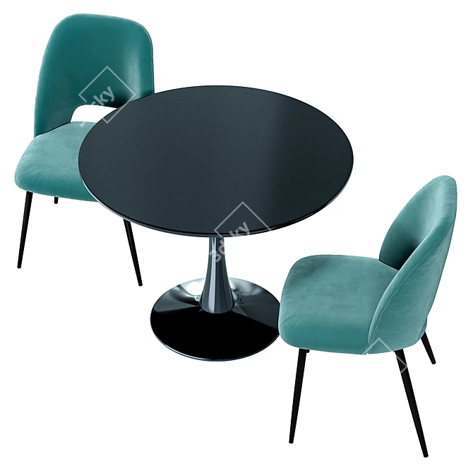 Sleek Henry Dining Chair & Alma Table Set 3D model image 2