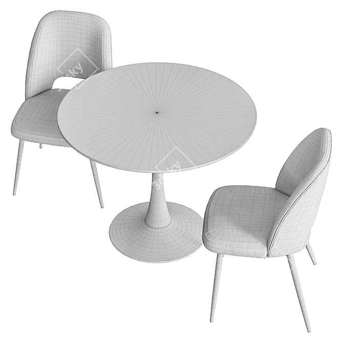 Sleek Henry Dining Chair & Alma Table Set 3D model image 7