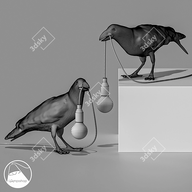 Elegant Crow Table Lamp 3D model image 2