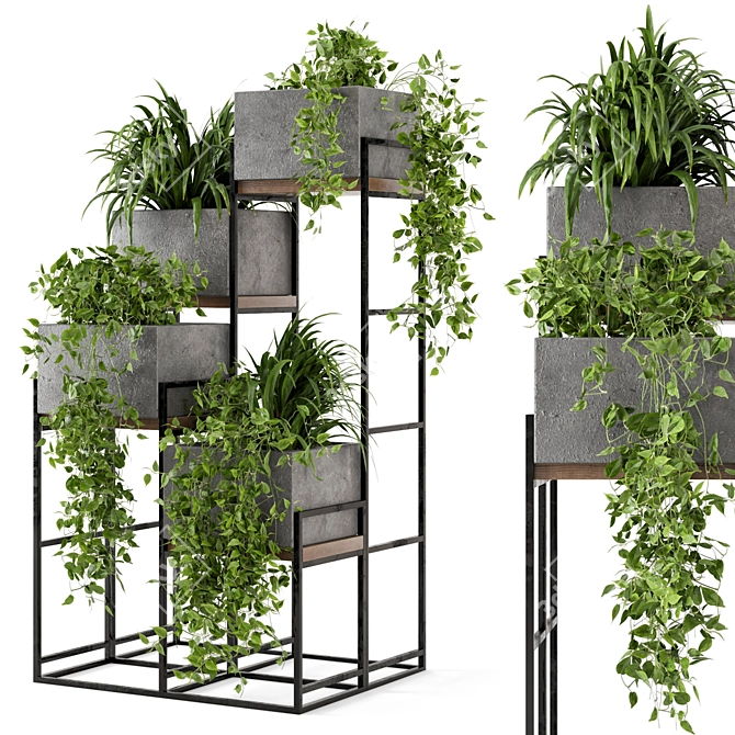 Rusty Concrete Pot Indoor Plants - Set 107 3D model image 1