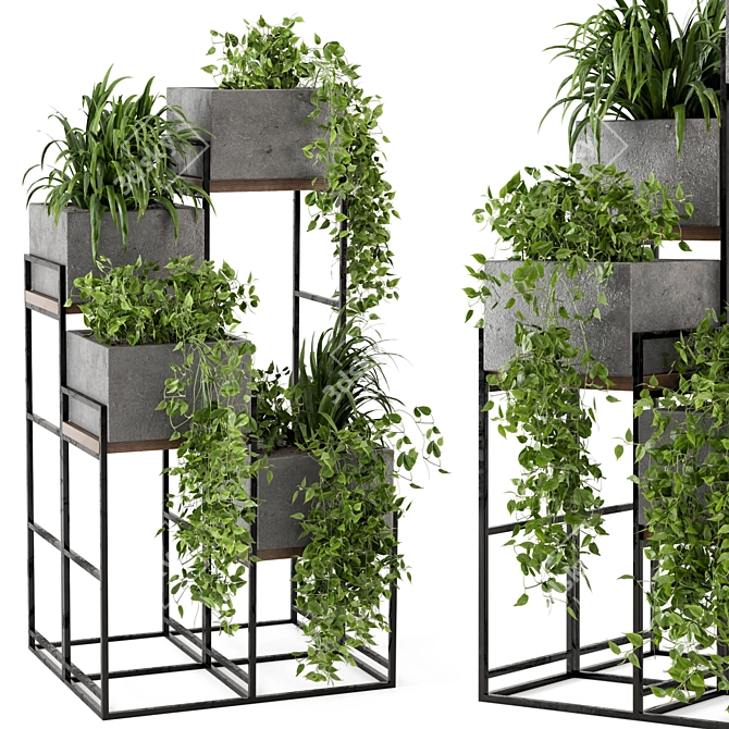 Rusty Concrete Pot Indoor Plants - Set 107 3D model image 2