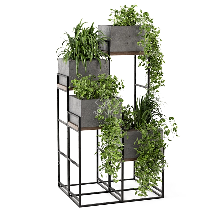 Rusty Concrete Pot Indoor Plants - Set 107 3D model image 6